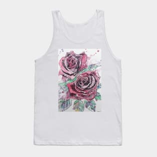 Red Rose Watercolor Painting Tank Top